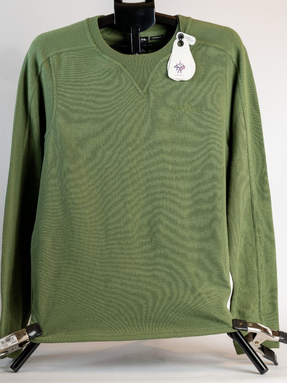 prAna men's Long Sleeve Rib Knit Crewneck Top Sage Green NWT Size Large Sustai